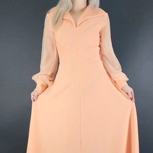 70s see-through long-sleeved maxi dress